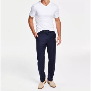 LAUREN RALPH LAUREN Classic-Fit UltraFlex Stretch Flat Front Suit Pants Navy 38W